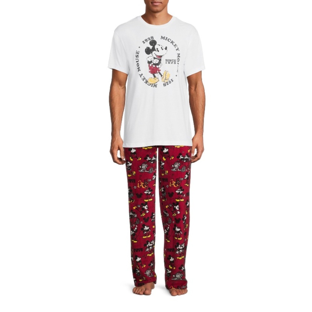 NWT Disney Men’s Old School Classic Mickey Mouse Sleepwear Set, 2-Piece